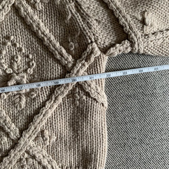 BLOGGER NEW ZARA Women Chunky Floral Sweater Cardigan 1957/104, Tan/Mink, Size S - Picture 8 of 10